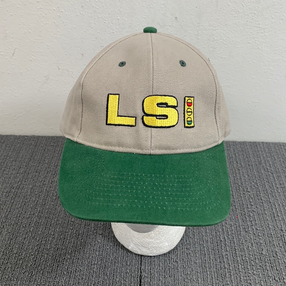 LSI Stoplight Baseball Hat Mens Adjustable Beige Green Strapback Cap Toppers